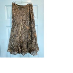 Silk Paisley Skirt, mid calf length Ann Klein size 6 EUC